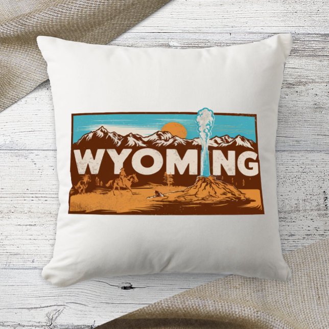 Almofada Cor do Retro do Wyoming no Estado de Início (Criador carregado)