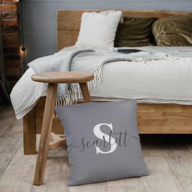 Almofada Cor Personalizada do Nome de Inscrição Editável (Criador carregado)