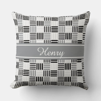 Almofada Cor Personalizada e Nome Padrão Crisscross Boxy