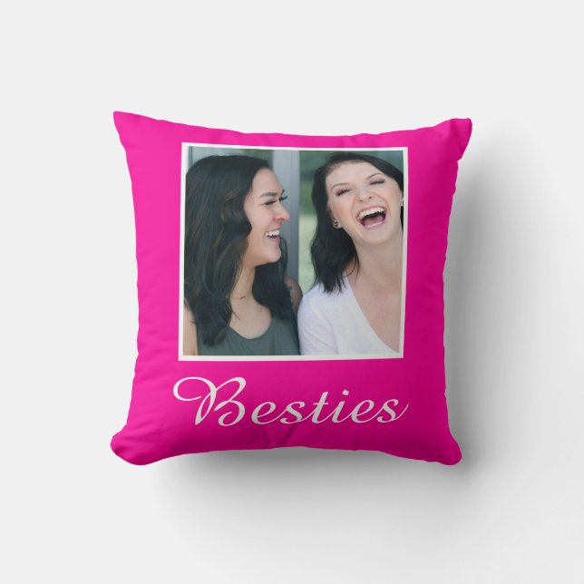 Almofada Cor Personalizada Rosa Fúcsia Sólida Foto (Frente)
