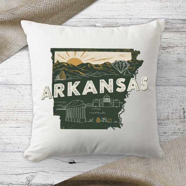 Almofada Cor Retro do Estado Nativo Arkansas  (Criador carregado)