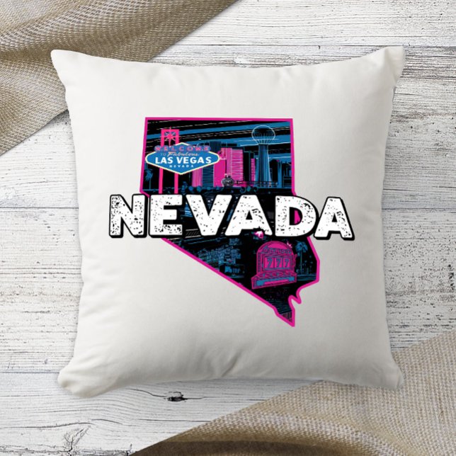 Almofada Cor Retro do Estado Nativo Nevada  (Criador carregado)