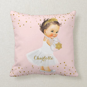 Almofada Cora o nome Dourado cor-de-rosa do bebé da