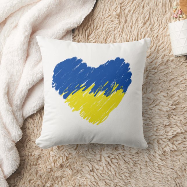 Almofada Coração azul e amarelo, cores da bandeira ucranian (Cobertor)