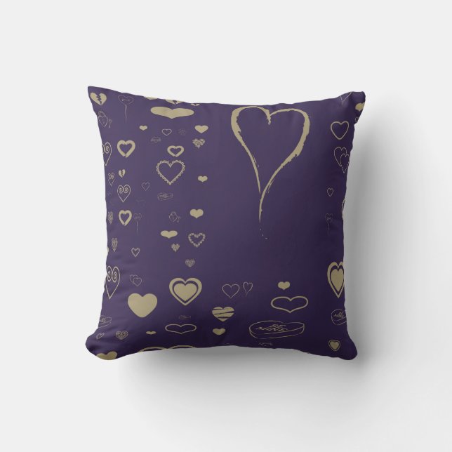 Almofada Coração Bonito, Roxo Escuro Moderno Moderno (Frente)