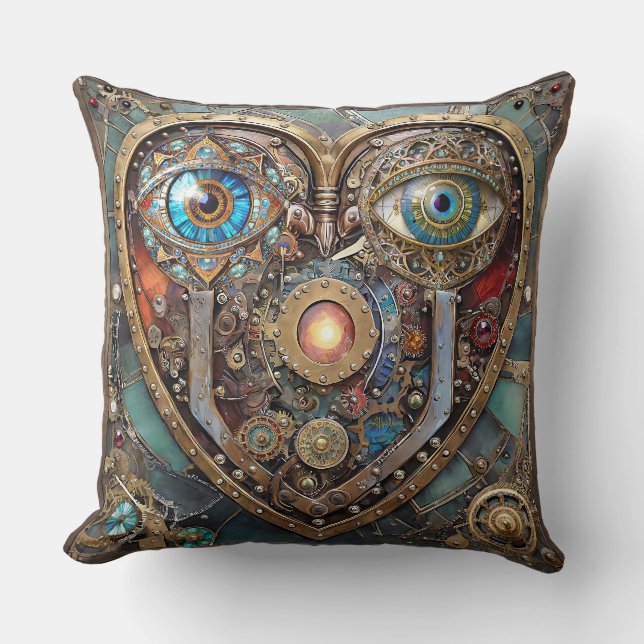 Almofada Coração Caprichoso Steampunk Eu Vejo Você Eu Amo V (Frente)