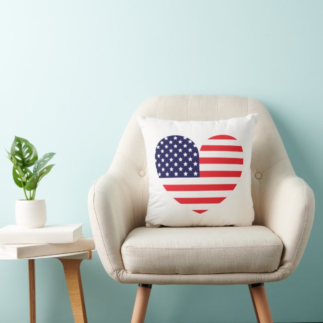 Almofada Coração da Bandeira Americana (Cadeira)