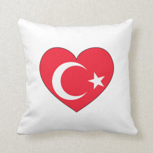 Almofada Coração da bandeira de Turquia