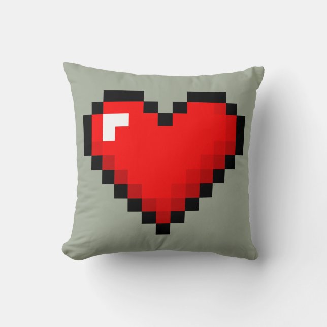 Almofada coração de 8 bits: Travesseiro decorativo retro (Frente)