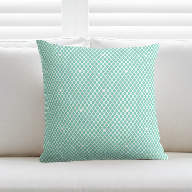 Almofada Coração de Amor Bonito Treliça Malha Verde-Menta M (Criador carregado)