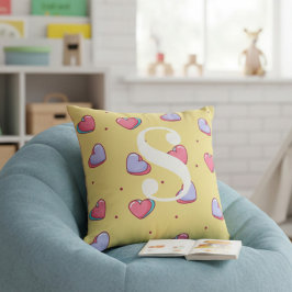 Almofada Coração de Bala Personalizado Rosa e Amarelo