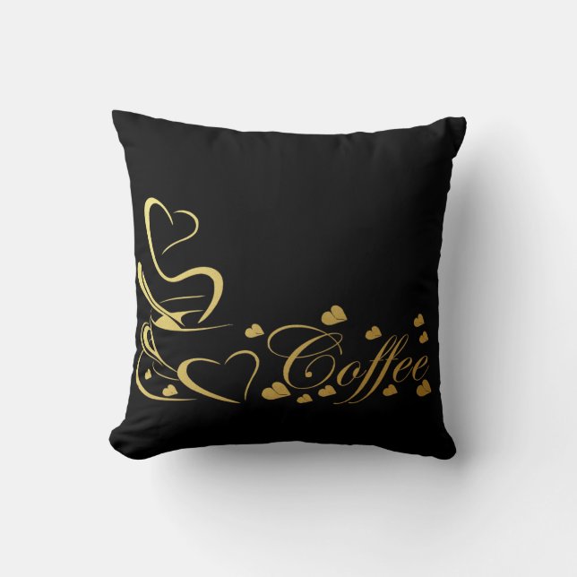 Almofada Coração de Café Dourado (Frente)