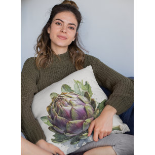 Almofada Coração do Jardim: Artichoke em Watercolor