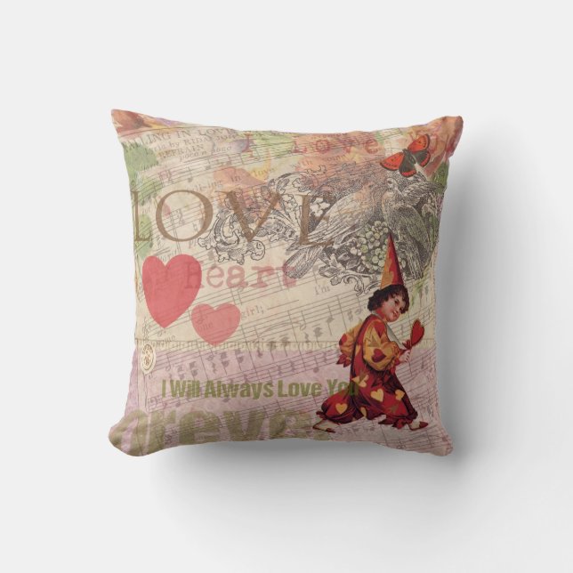 Almofada Coração Doce Coração Amor Valentine Querubim (Frente)