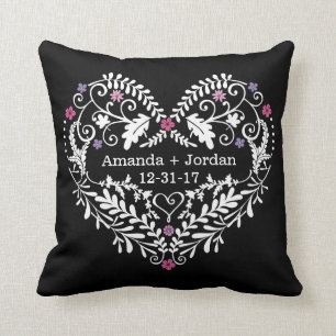 Almofada Coração filigrana personalizado, nomes Wedding d