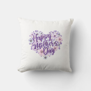 Almofada Coração Floral dia de as mães Roxo   TRAVESSEIRO D