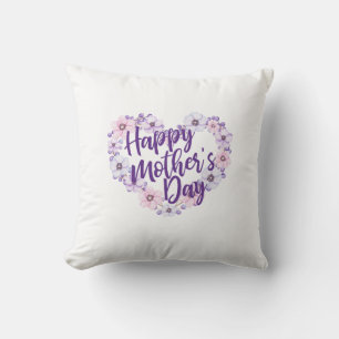 Almofada Coração Floral dia de as mães Roxo   TRAVESSEIRO D