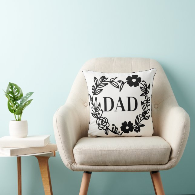 Almofada Coração Floral Preto com dentro PAI (Cadeira)