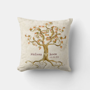 Almofada Coração personalizado Antiqued raizes dos nomes
