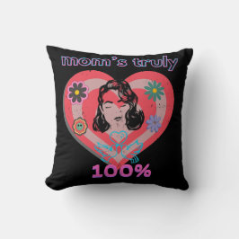Almofada Coração Retro Rosa Mãe Mamãe Mãe Vintage