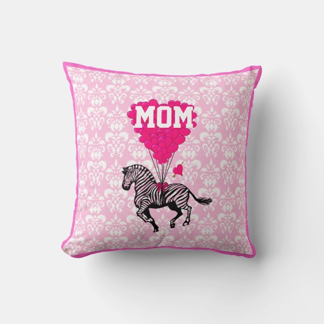 Almofada Coração rosa e zebra divertidos para a mãe (Frente)