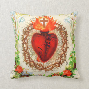 Almofada Coração Sagrado de Jesus Vintage A- 092621