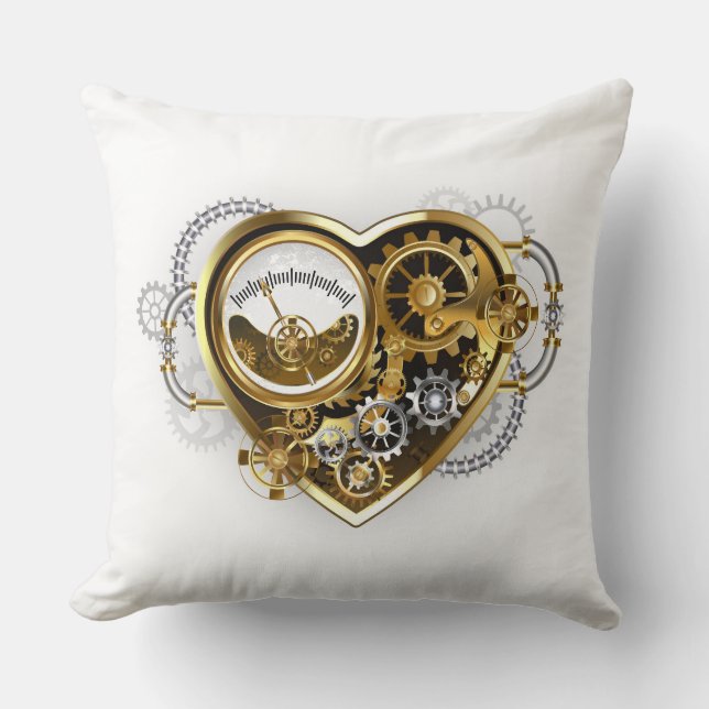 Almofada Coração Steampunk com Manômetro (Frente)