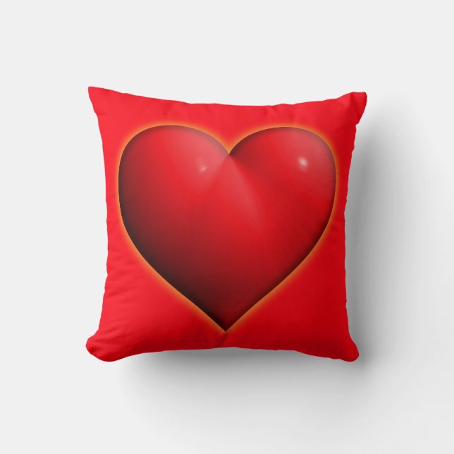 Almofada Coração Vermelho 3D Brilhante (Frente)