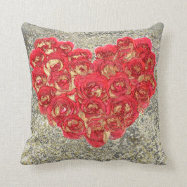 Almofada Coração Vermelho e Dourado Glam Amor Rústico São V