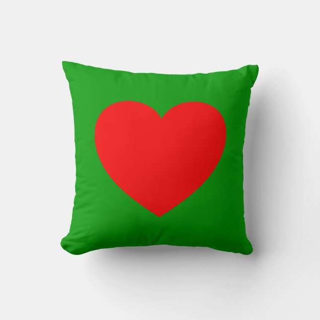 Almofada Coração - Vermelho em Verde (Frente)