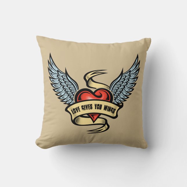 Almofada Coração Vintage com Asas (Frente)