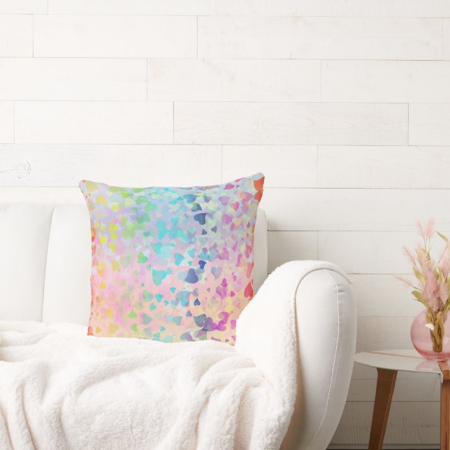 Almofada Corações Caindo Rosa (Sofá)