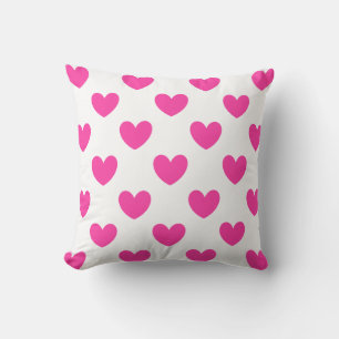 Almofada Corações cor-de-polca cor-de-rosa em branco
