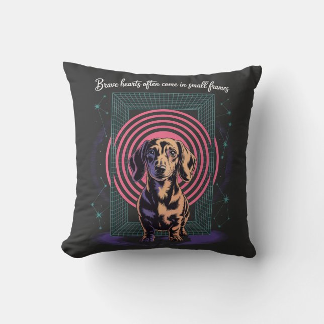 Almofada Corações Corajosos de Dachshund Freqüentemente Vêm (Frente)