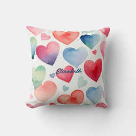 Almofada Corações de aquarela