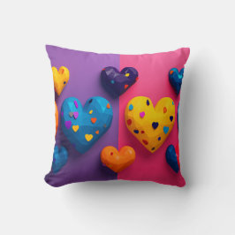 Almofada Corações de cor brilhante com facetas