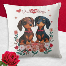 Corações de Dachshunds Flores Cães Dia dos Namorad