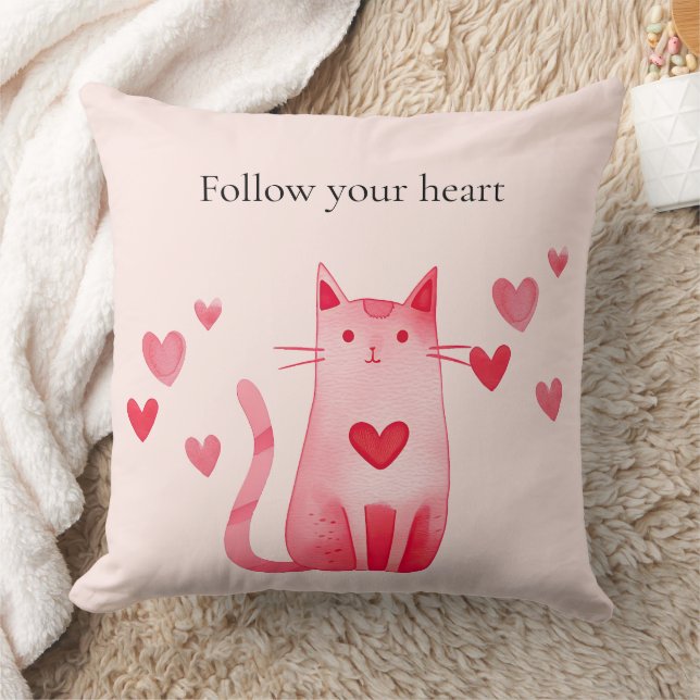 Almofada Corações de Gato Rosa-Rosa-Rosa-Cinza (Cobertor)