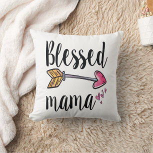 Almofada Corações de Mama Abençoada Presente Boho de Seta p