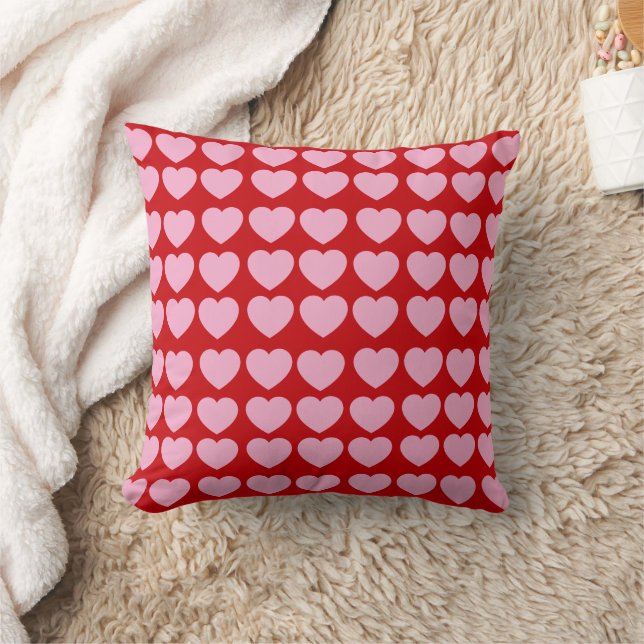 Almofada Corações de São Valentim Cor-de-Rosa em Vermelho (Cobertor)