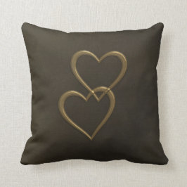 Almofada Corações Dourados no travesseiro decorativo