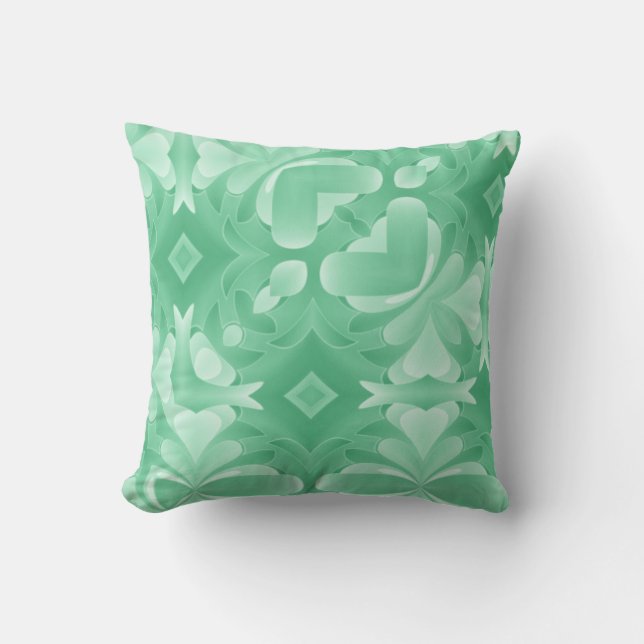 Almofada Corações e Diamantes Verdes Suaves (Frente)
