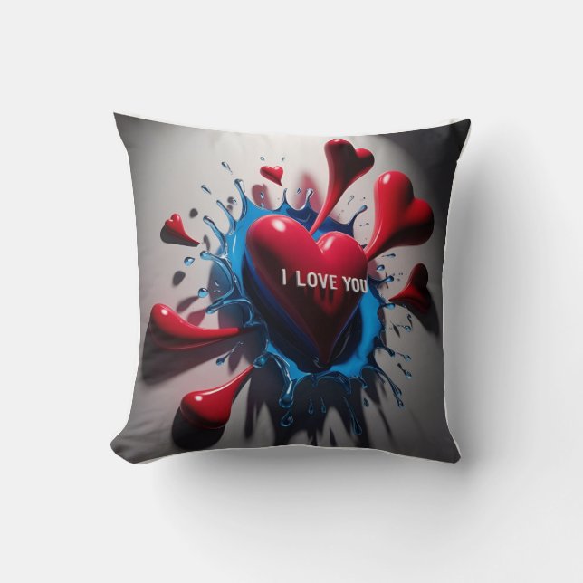 Almofada Corações e Lágrimas Explosivos: 3D Burst Emocional (Frente)