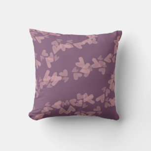 Almofada Corações em Aquarela Selos Flutuantes Rosa Malva  