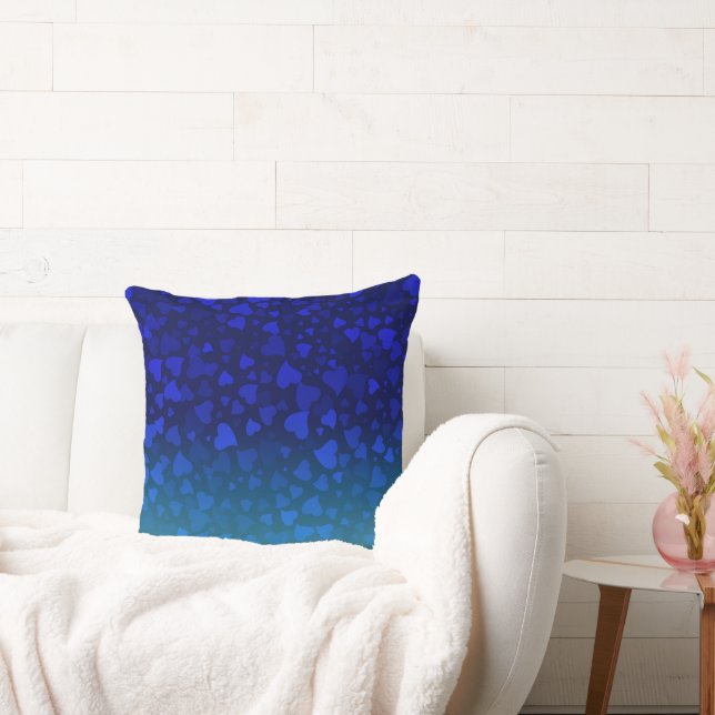 Almofada Corações em queda azul (Sofá)