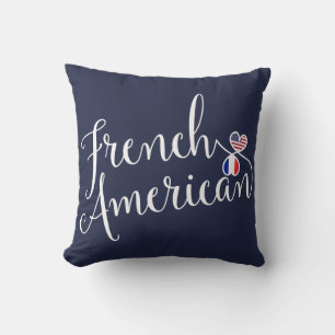 Almofada Corações Entwinados Franceses Americanos Jogam Cus