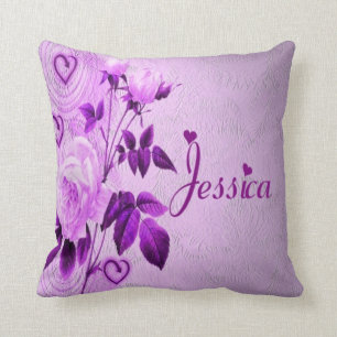 Almofada Corações florais roxos de Jessica
