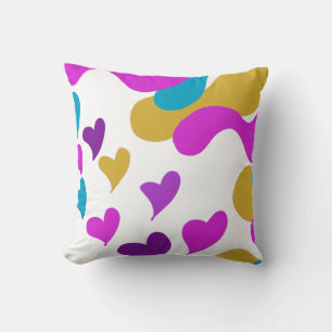 Almofada Corações Fofos Camuflagem Rosa Amarelo