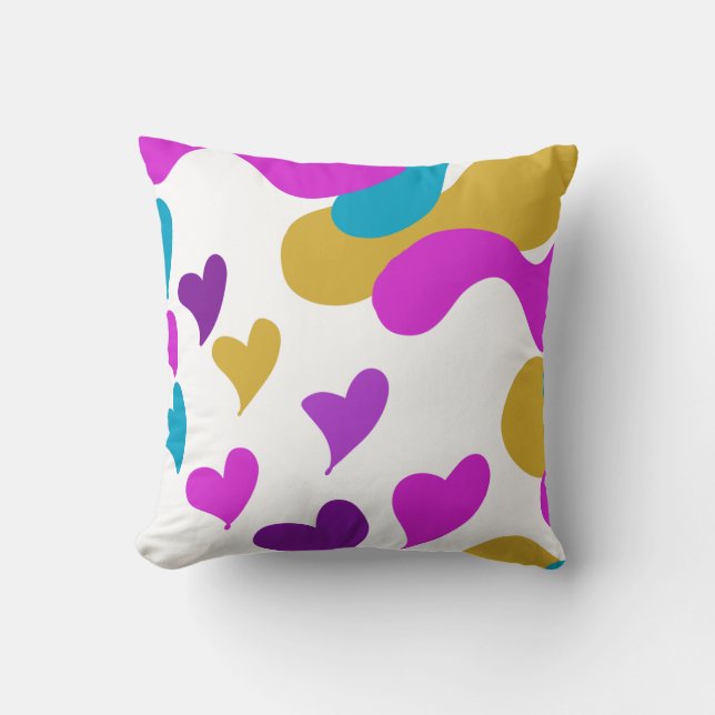 Almofada Corações Fofos Camuflagem Rosa Amarelo (Frente)