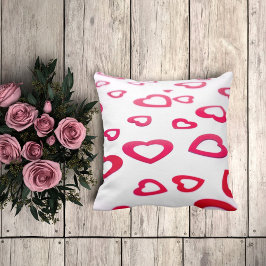 Almofada Corações modernos de Namorados vermelho e branco